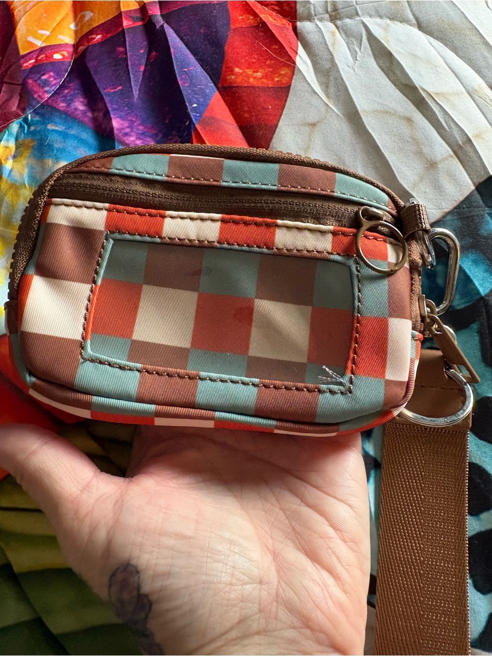Emmeffy Small Checkered Crossbody wristlets- Multi Color